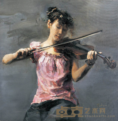 崔小冬  小提琴手 90.5×90.5cm