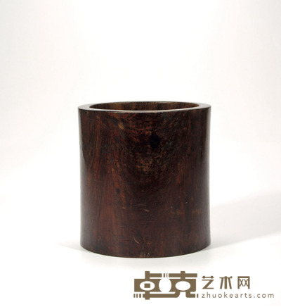 清·黄花梨素笔筒 高：16.5cm   口径：16cm