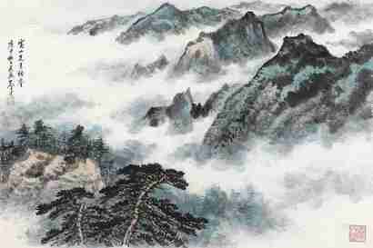 俞子才 山水 镜心
