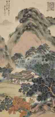 张庚 康熙壬寅（1722年）作 临文南云秋窗讲易图 立轴