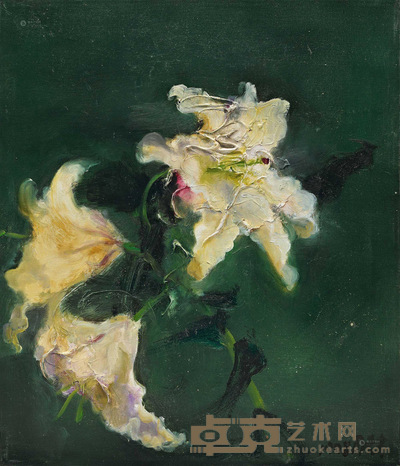 周春芽 1998年作 白百合 52.7×45cm