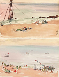 张安治 1947年作 英伦海滨（共两幅）