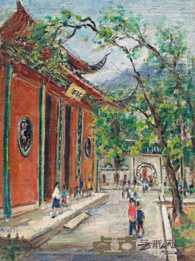 林达川 古寺红门 45×60cm