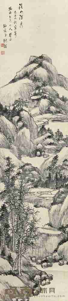 沈翰 山水 立轴 135×31cm