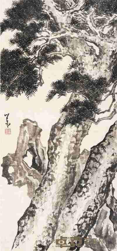 溥儒 苍劲之松 78.5×36.5cm