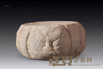宋代 汉白石兽面鼓 35×35×19cm；座高90cm