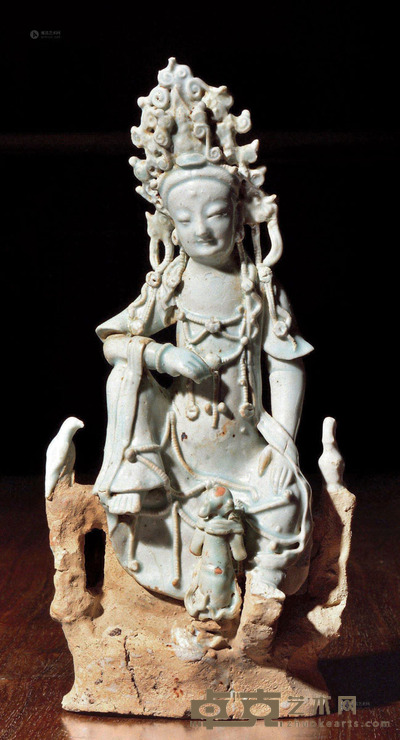 宋 湖田窑青白瓷观音 29×15cm
