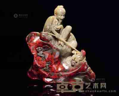 昌化鸡血姜太公钓鱼 10.7×4.3×11.8cm