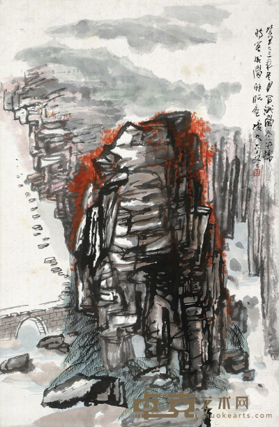 李琼玖 1973年作 山水 立轴 45×68cm