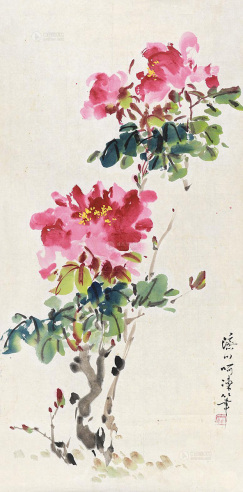 杨济川 花卉牡丹 镜心