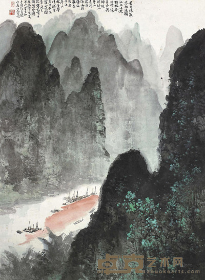 李国华 1983年作 桂林山水 立轴 80×58cm