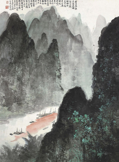 李国华 1983年作 桂林山水 立轴