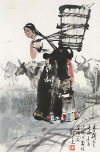 杨之光 1981年作 藏族姑娘 镜框