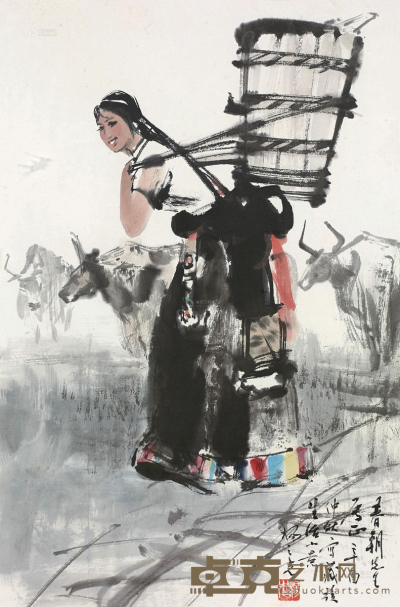 杨之光 1981年作 藏族姑娘 镜框 66×44cm