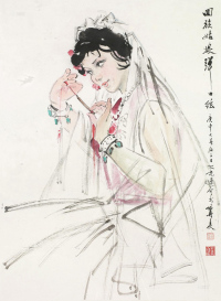 杨之光 1980年作 回族姑娘 镜框