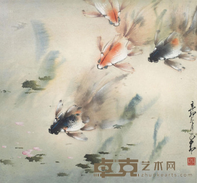 赵少昂 1951年作 金鱼 镜框 45×48.5cm
