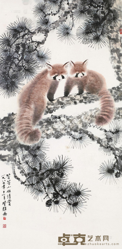 方楚雄 1989年作 狸猫 镜框 137×68cm