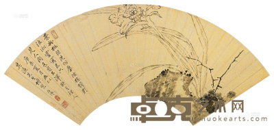 赵浩公 1940年作 兰石 镜片 18×52cm