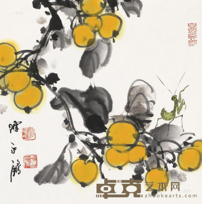 陈永锵 丁亥（2007）年作 枇杷果熟 镜框 35×35cm