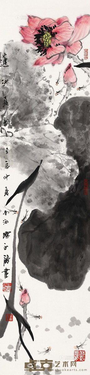 陈永锵 壬辰（2012）年作 莲池夏韵 镜框 138×35cm