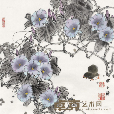 陈永锵 壬辰（2012）年作 牵牛花 镜框 69×69cm