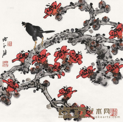 陈永锵 壬辰（2012）年作 红棉 镜框 69×69cm
