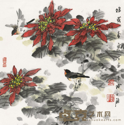 陈永锵 壬辰（2012）年作 摇曵春寒 镜框 69×69cm