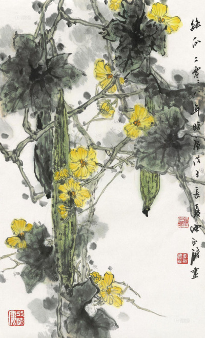 陈永锵 戊子（2008）年作 丝瓜 镜框