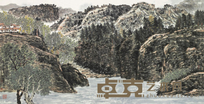 张富君 2011年作 湖山清幽 镜框 69×138cm
