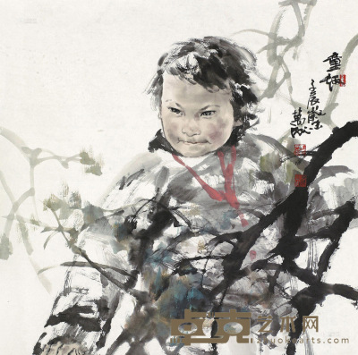 王万成 2012年作 童趣 镜框 69×69cm