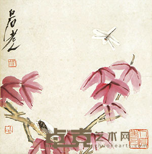 齐白石花卉昆虫图 46×45cm