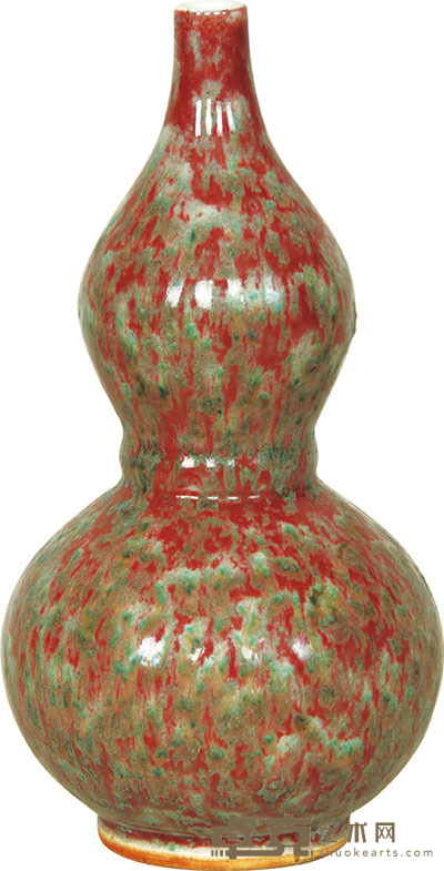 清 豇豆红葫芦瓶 高：21cm