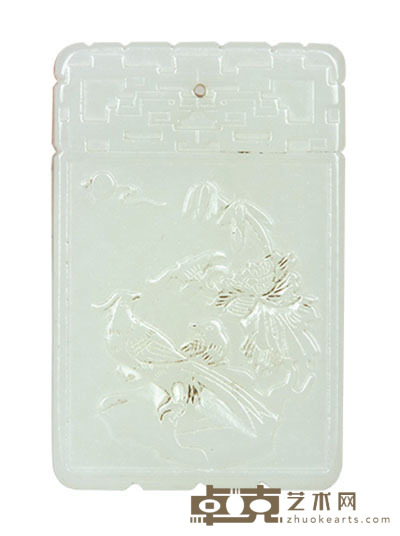 白玉龙马挂牌摆件 10×7cm