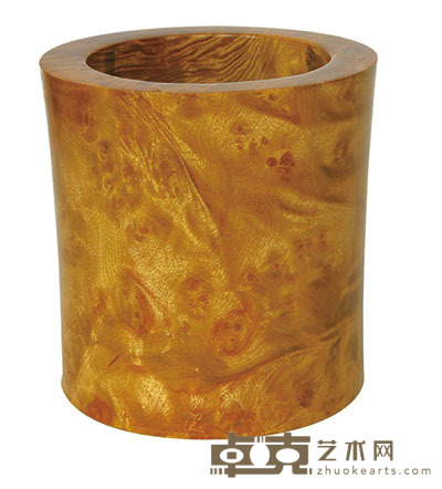 金丝楠木水波满金丝笔筒 14.2×14.3cm