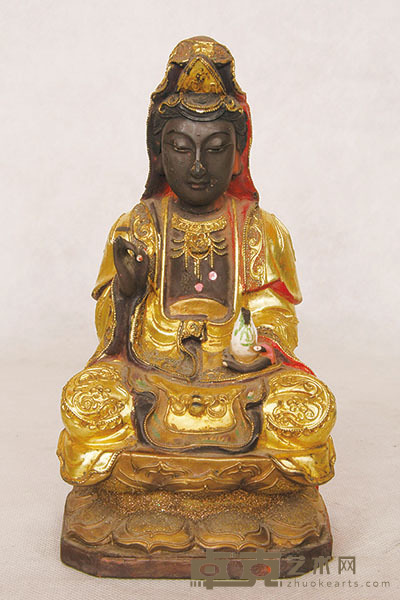 漆金观音坐像 高:24cm