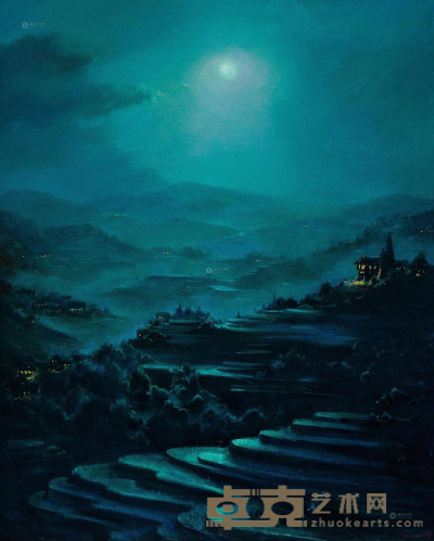 格奥尔基·德米特里耶夫 2013年作 桂林龙脊月夜 100×80cm