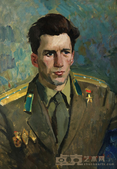 马克西莫夫 1969年作 《苏联英雄布别宁》（列宁勋章-金星奖章） 70×50cm