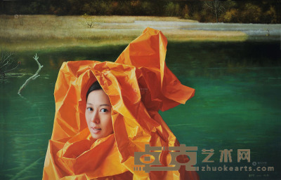 曾传兴 2014年作 橙纸新娘·九寨天堂 70×110cm