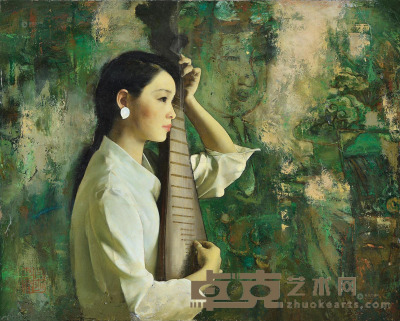 陈宜明 70年代作 琵琶情 60×80cm