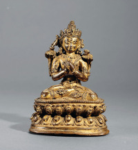 14-15世纪 铜鎏金文殊菩萨