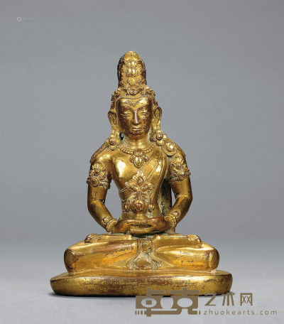 17世纪 铜鎏金无量寿佛 高13.5cm