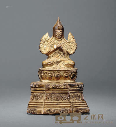 18世纪 铜鎏金宗喀巴 高16cm