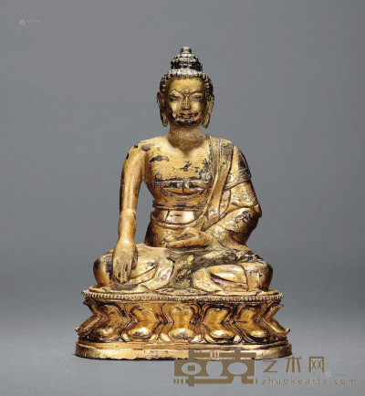 18世纪 铜鎏金释迦牟尼 高15cm