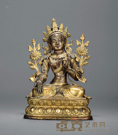 18世纪 铜鎏金白度母 高18cm
