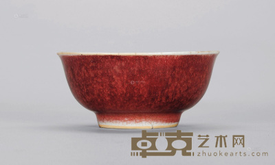 清康熙 郎窑红釉碗 直径12cm