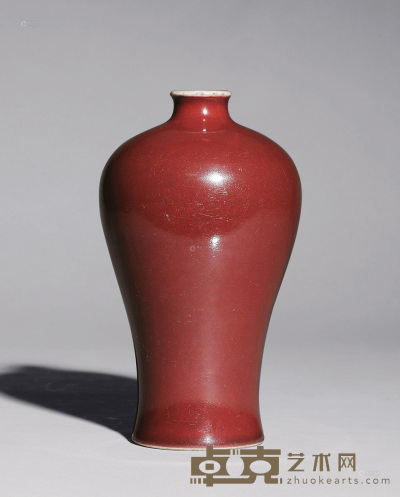 清雍正 红釉梅瓶 高19cm
