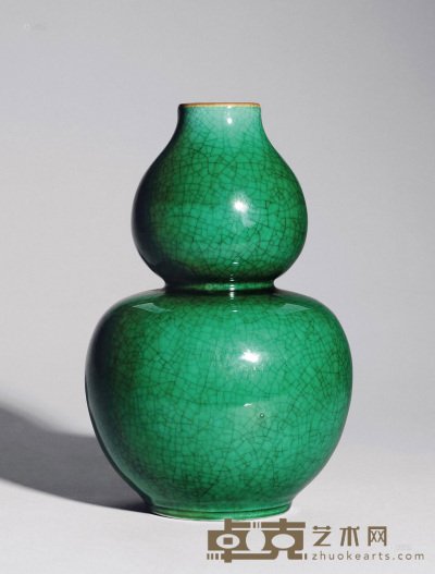 清中期 苹果绿釉葫芦瓶 高20.5cm