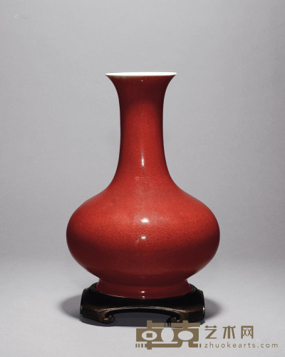 清中期 郎红釉敞口瓶 高29cm