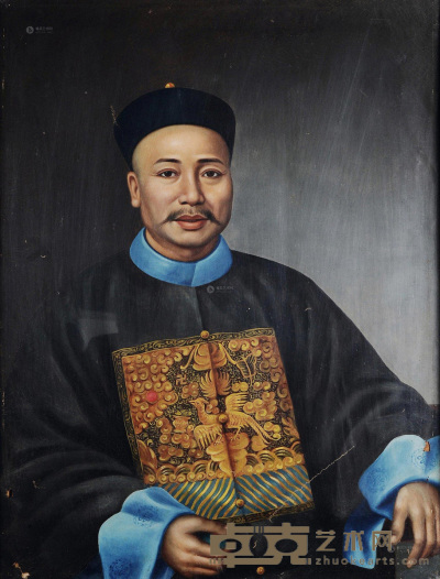清 清官人物肖像 74×53cm