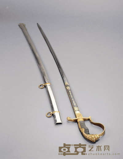 德皇威廉一世 纯正大马士革钢长剑 长99.5cm